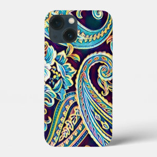 Blauw en Geel Dream Paisley iPhone 13 Mini Hoesje