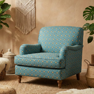 Blauw en geel Elegant Boho Geometric Pattern Stof