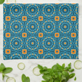 Blauw en geel Elegant Boho Geometric Pattern Theedoek (Gevouwen)