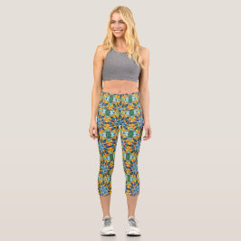 Blauw en geel fractaal geometrisch patroon