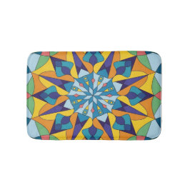 Blauw en geel fractaal geometrisch patroon badmat