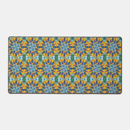 Blauw en geel fractaal geometrisch patroon bureaumat