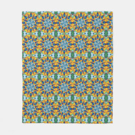 Blauw en geel fractaal geometrisch patroon fleece deken