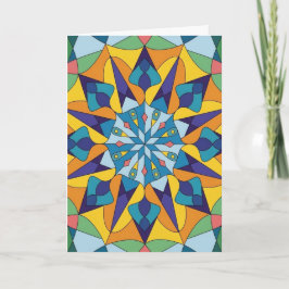 Blauw en geel fractaal geometrisch patroon kaart