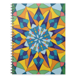 Blauw en geel fractaal geometrisch patroon notitieboek