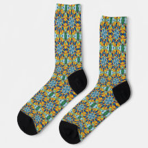 Blauw en geel fractaal geometrisch patroon