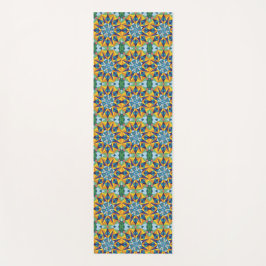 Blauw en geel fractaal geometrisch patroon yogamat