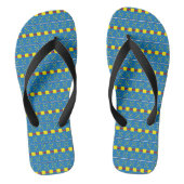 Blauw en geel Geometrisch Etnische Volk Kunstpatro Teenslippers (Voetbed)