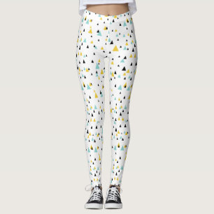 Blauw en Geel Geometrische Driehoeken Patroon Leggings
