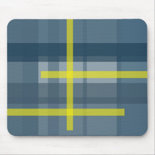 Blauw en geel geruite patroon muismat