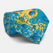 Blauw en geel Gespitst Afwijking grafische weergav Stropdas (Opgerold)