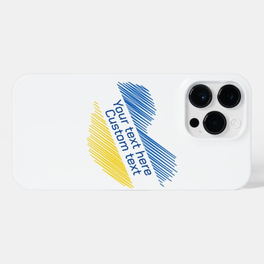 Blauw en geel hart. Eigen Tekst.  iPhone Hoesje (Achterkant horizontaal)