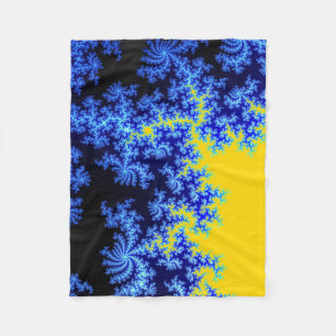 Blauw en Geel IJs Kristal Patroon Fleece Deken