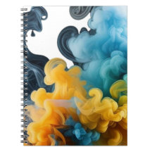 Blauw en Geel Ink Wervelend Abstract Notitieboek