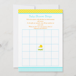 Blauw en Geel Jongen Chick Baby shower Bingo Kaart