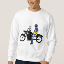 Blauw en geel leer tijdens een motorrace