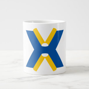 Blauw en Geel Letter X Monogram Extra Grote Beker