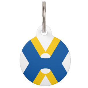 Blauw en Geel Letter X Monogram Huisdierpenning