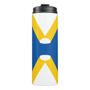 Blauw en Geel Letter X Monogram Thermosbeker