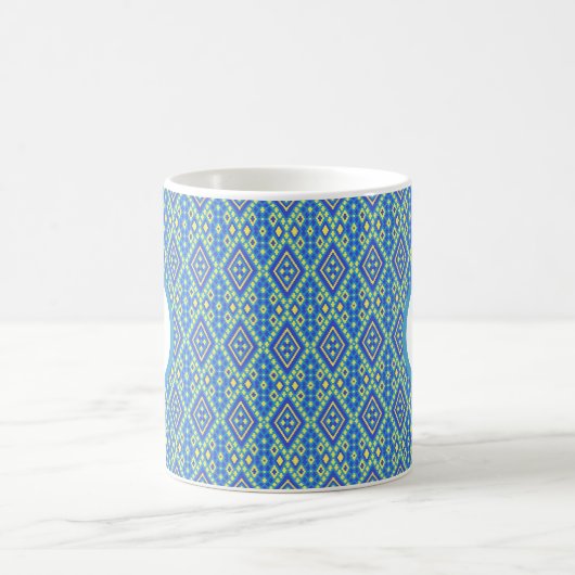 Blauw en geel Levendige Design Mok (Center)