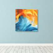 Blauw en geel lint canvas afdruk (Insitu (Houten vloer))