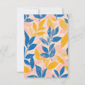 Blauw en Geel Lithograaf Stijl Trouwreactie RSVP Kaartje (Achterkant)