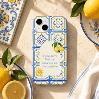 Blauw en geel mediterraan patroon iPhone hoesje