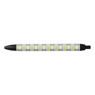 Blauw en geel mooi Portugees tegelpatroon Zwarte Inkt Pen