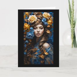 Blauw en Geel Rose Natuur Godin Groet Cared Bedankkaart