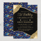 Blauw en Geel Sterrennacht 21e Verjaardag Kaart (Voorkant / Achterkant)