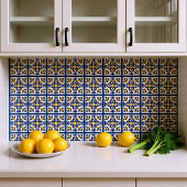 💛💙 Blauw en geel, symmetrische Azulejos Tegeltje