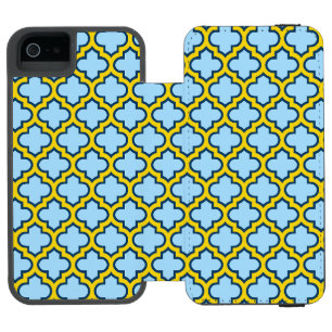 Blauw en geel trellis, rooster, quatrefoil