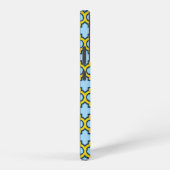 Blauw en geel trellis, rooster, quatrefoil samsung galaxy hoesje (Rechterkant)