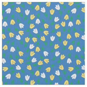 Blauw en geel tulpenpatroon - collectie stof