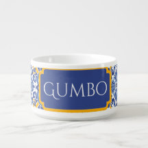 Blauw en geel versierd Gumbo Bowl