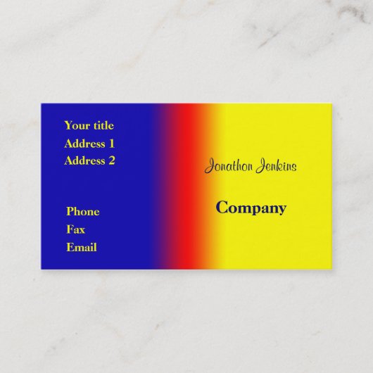 Blauw en geel visitekaartje (Voorkant)