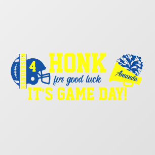 Blauw en Geel Voetbal en Cheerleading Raamsticker