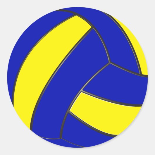 Blauw en Geel Volleybal Stickers (Voorkant)