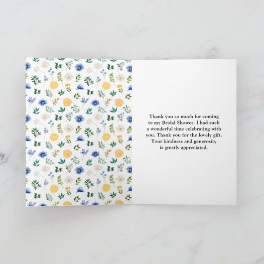 Blauw en geel Vrijgezellenfeest Bedankkaart (Binnen)