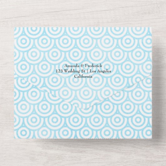 Blauw en geel Zee - Nautical Wedding All In One Uitnodiging (Achterkant)