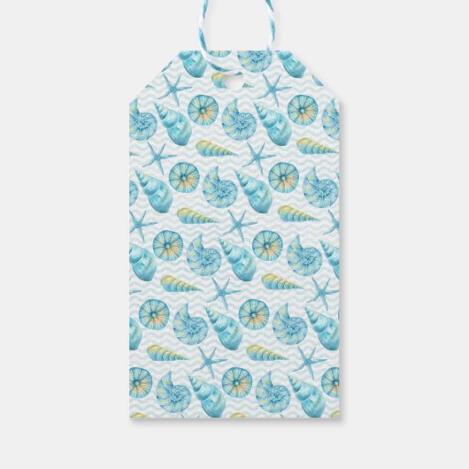 Blauw en geel Zee - Nautical Wedding Cadeaulabel (Achterkant)