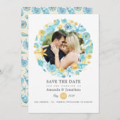 Blauw en Geel Zeedieren Bruiloftsfoto Save The Date (Voorkant / Achterkant)