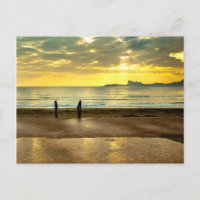 Blauw en geel zeegezicht