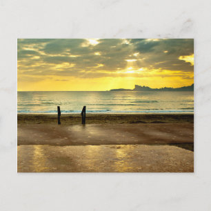 Blauw en geel zeegezicht briefkaart