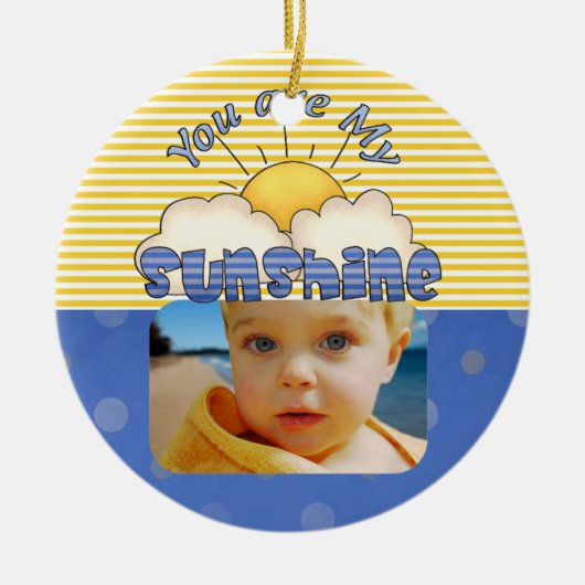 Blauw en Geel Zonnezuur Ornament (Voorkant)