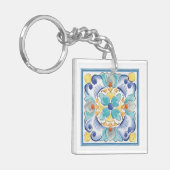 Blauw- en geelblok sleutelhanger (Voorkant Links)