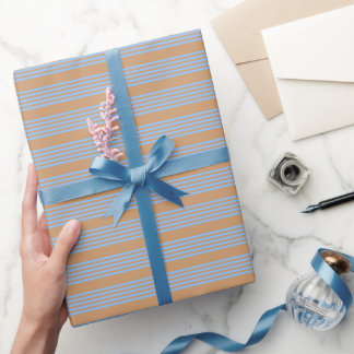 Blauw en geelbruin vijf strips cadeaupapier