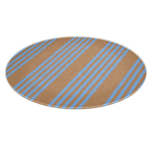 Blauw en geelbruin vijf strips snijplank (Hoek)