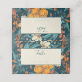 Blauw- en gele bruinbloemen trouwtabelnummer (Buitenkant ongevouwen)