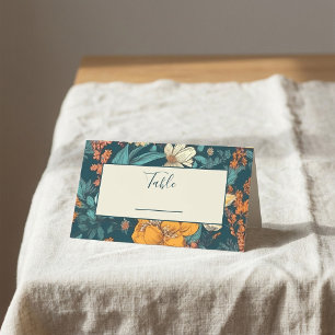 Blauw- en gele bruinbloemen trouwtabelnummer